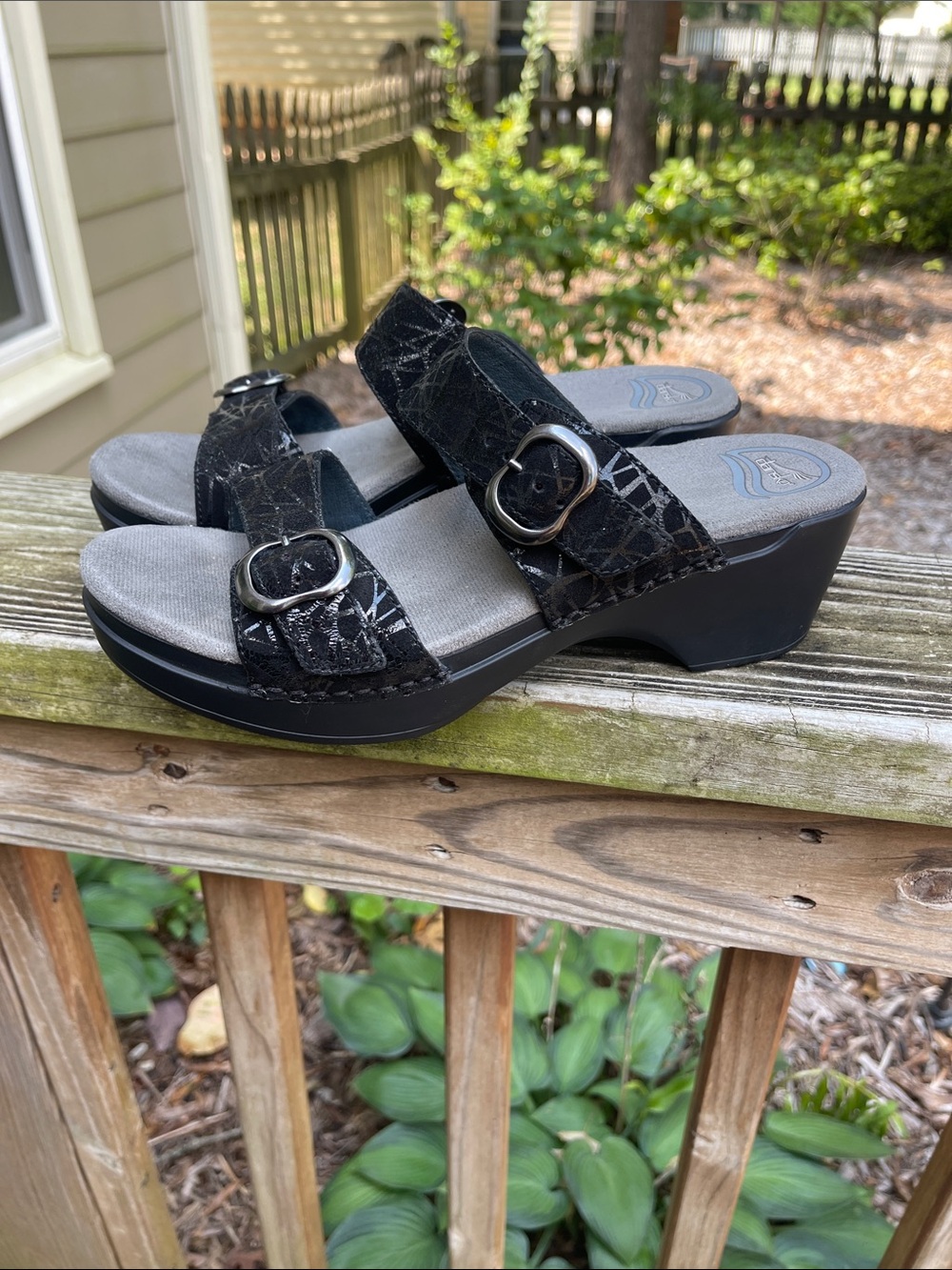 Dansko Sophie Black Suede Leather Sandals-Sz 9